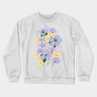 Purple Abstract Wild Flowers Illustration Crewneck Sweatshirt